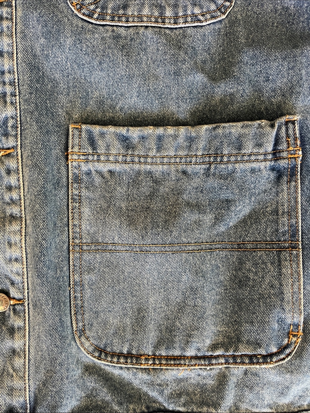 VTG 90s I.O.U. Denim Chore Jacket Barn Coat with Corduroy Collar - Picture 10 of 16